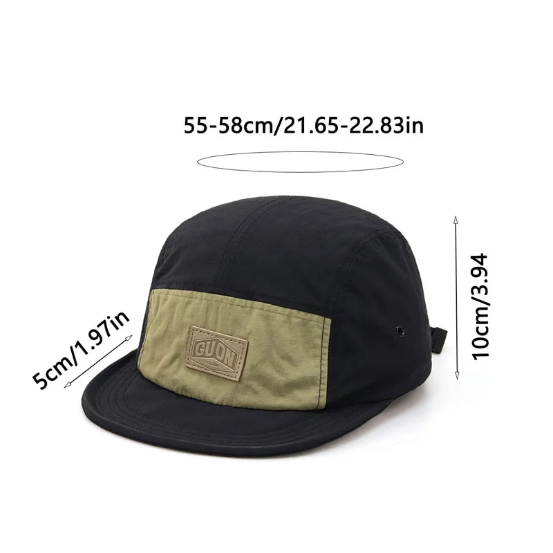Zomerse, dunne, ademende en sneldrogende baseballpet voor mannen en vrouwen, voor outdooravonturen en bescherming tegen de zon, met korte klep en 5 flappen, geschikt voor wandeltochten