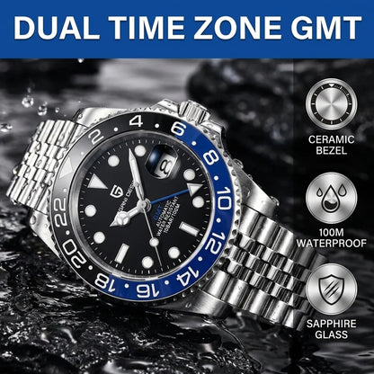PAGANI DESIGN Men's Automatic Watches Sapphire Glass 40mm Ceramic GMT Mechanical Wristwatch Top Brand Sports Waterproof Men's Watch