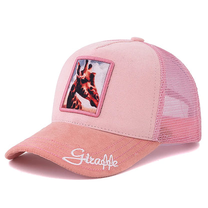 Gorra de malla unisex con parche con diseño de león, de ante, para mujer y hombre, gorra de béisbol de verano con motivos animales, gorra de camionero de moda