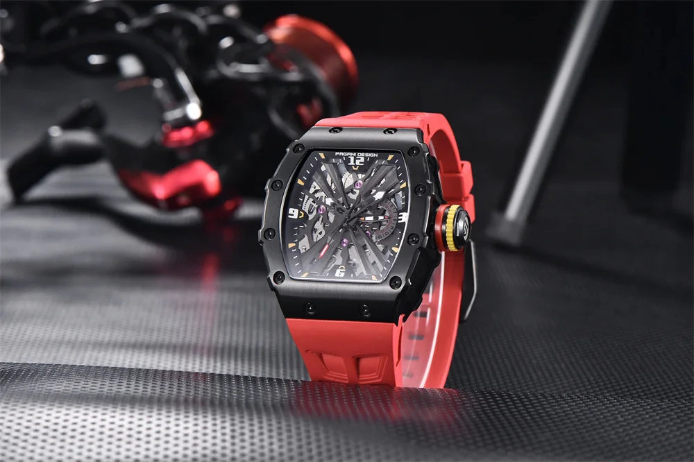PAGANI DESIGN 42 MM Men's Skeleton Quartz Watch Japan VH65 Sapphire Glass Stainless Steel 50M Waterproof Wristwatches PD1738 New