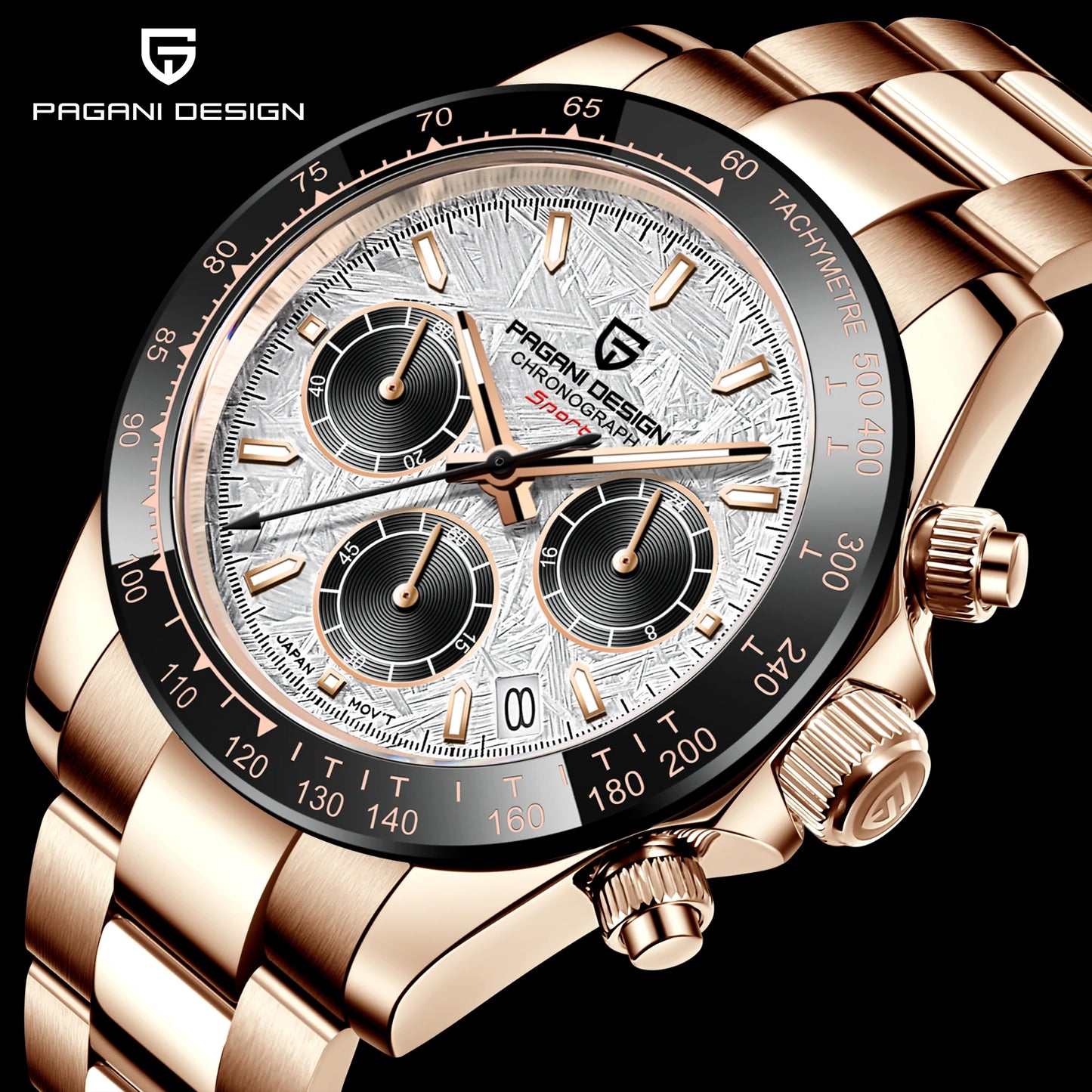 PAGANI DESIGN 2025 New Men's Watches Luxury Rose Gold Quartz Watch For Men 100M Waterproof Sports Chronograph Wristwatch Men