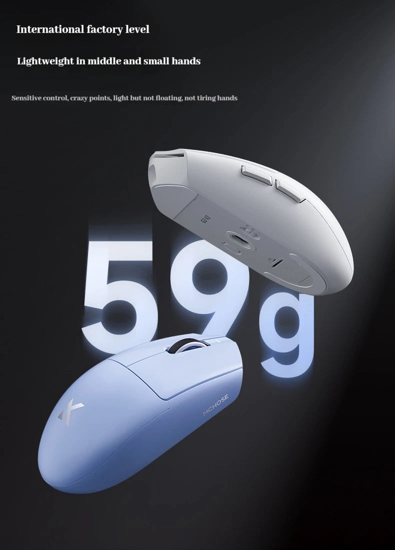 Mouse da gaming wireless MCHOSE G3 V2 Pro Tri-Mode Bluetooth 800mAh ricaricabile, leggero, con ergonomia personalizzata per esports