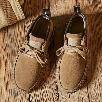 Luxury Brand Men Suede Leather Casual Shoes Genuine Leather Natural Handmade Anti-Skid Design Spring Autumn