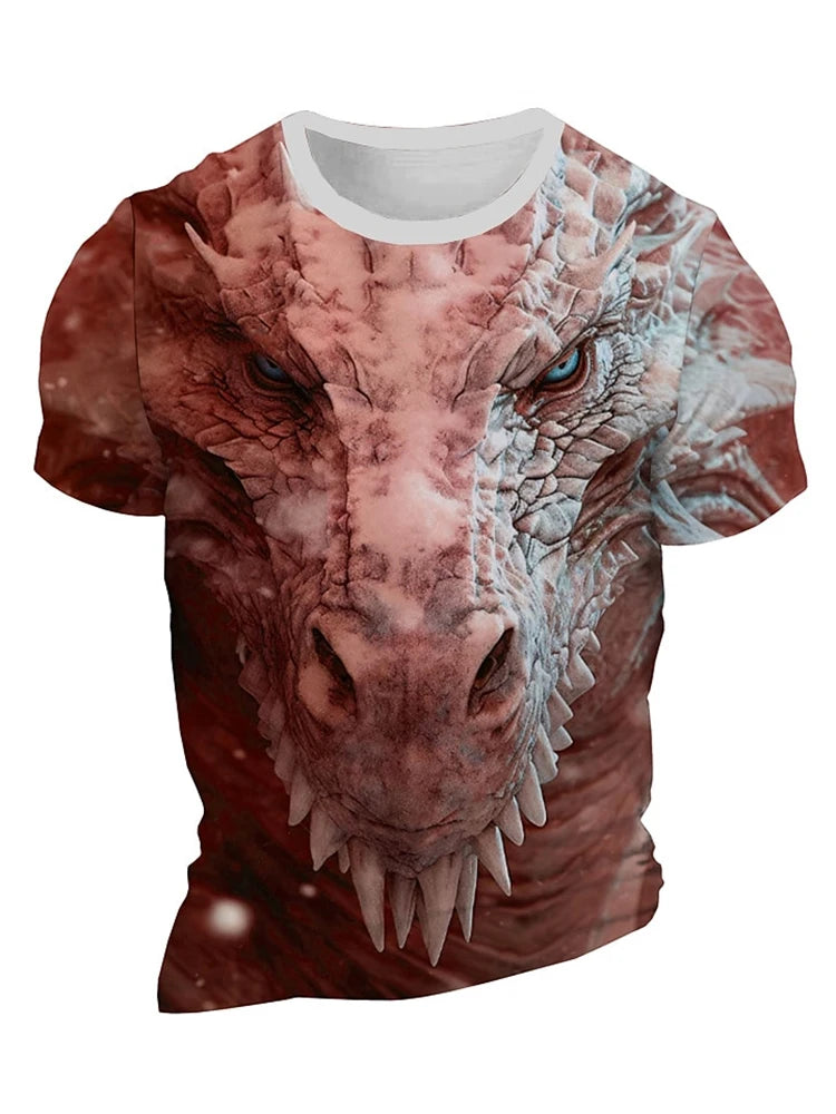 3D-Drachenprint Herren-T-Shirt – Sommerliches Freizeit-Streetwear-Shirt für Herren, Outdoor-Sport, Kurzarm, Urban Fashion