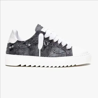 Baskets en toile peinte de style britannique, marque de luxe, pour hommes et femmes, motif à pois, chaussures de sport tendance pour tous les jours.