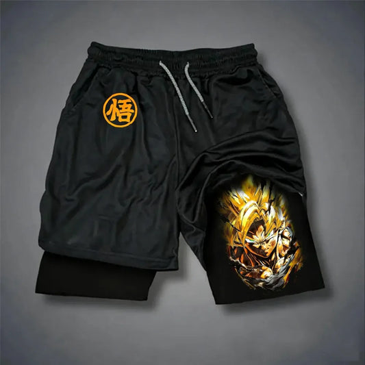 Oversized Cosplay Costumes Dragon Goku Cell 2026 Summer Harajuku Anime Printed Y2K Hip Hop Sports Speed Dry Double Layer Shorts
