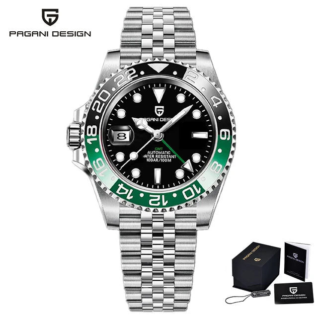 PAGANI DESIGN Men's Automatic Watches Sapphire Glass 40mm Ceramic GMT Mechanical Wristwatch Top Brand Sports Waterproof Men's Watch