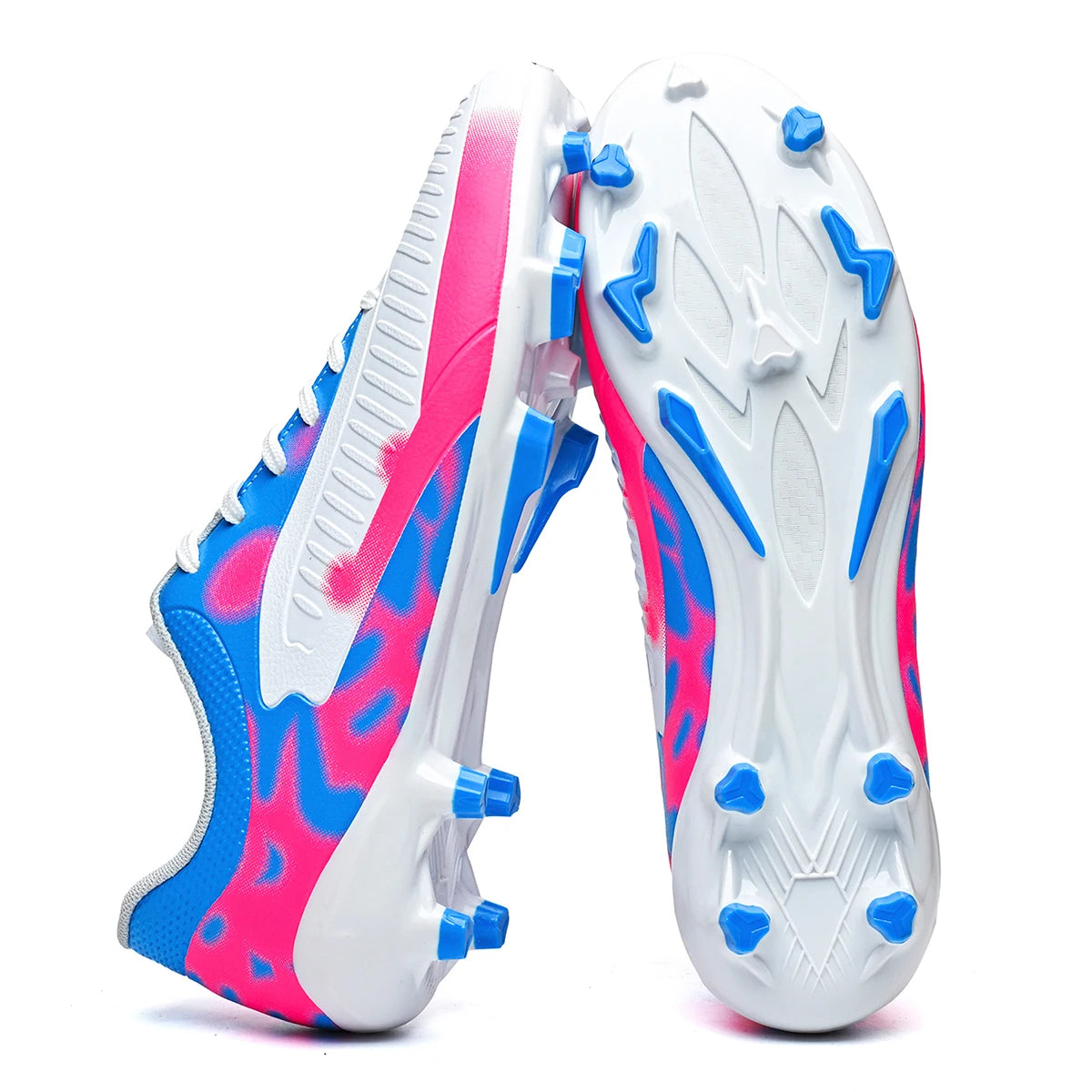 Chaussures de football FG pour hommes adultes, crampons pour terrain ferme, semelle respirante en PU résistante à l'usure pour l'entraînement et la compétition de football sur pelouse en plein air