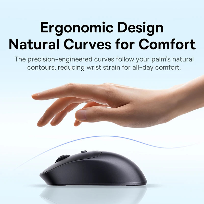 Baseus EM2 Ergonomic Wireless Mouse Bluetooth 5.3 Rechargeable Silent Mouse, Ultra-Light Bluetooth & 2.4G Wireless Mouse with Customizable Buttons, 4000 DPI Type-C Charging