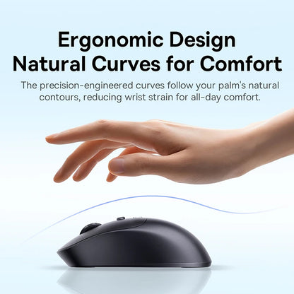 Baseus EM2 Ergonomic Wireless Mouse Bluetooth 5.3 Rechargeable Silent Mouse, Ultra-Light Bluetooth & 2.4G Wireless Mouse with Customizable Buttons, 4000 DPI Type-C Charging