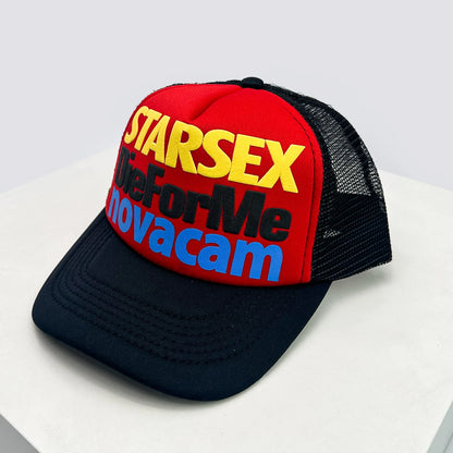Cappelli da baseball unisex nuovi con color block, stampa lettering e ricamo, stile hip hop, rete traspirante, visiera parasole, trucker street versatili