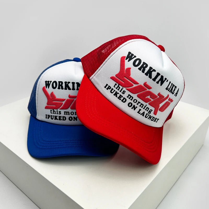 Kšiltovky ve stylu amerických kšiltovek s potiskem Cruise Anime New Letter Mesh Trucker – sluneční, prodyšné baseballové kšiltovky pro muže i ženy, univerzální módní kousek