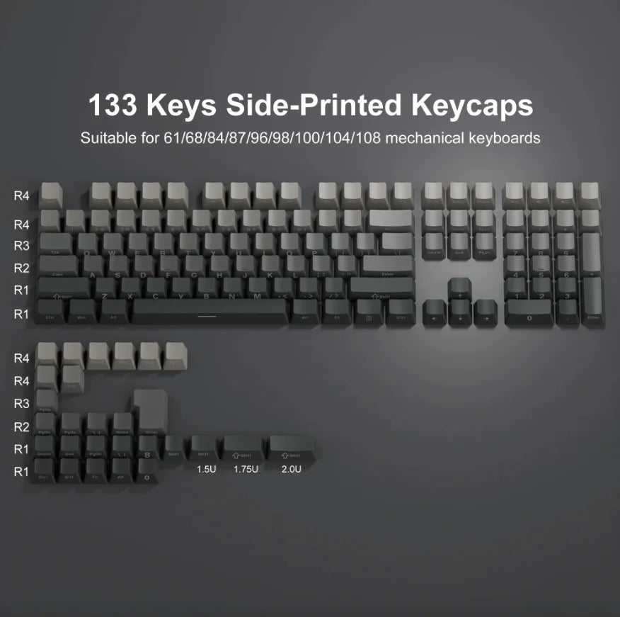 2025 Original Daylight Keycaps PBT Translucent, Side-engraved OEM 136 Keys, Customized To Fit 60/84/98/108 Mechanical Keyboards.