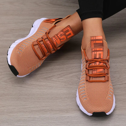 Calçado desportivo para mulher em malha, leve, com sola macia, tira para jogging, respirável, moderno, para caminhada, ténis casual raso para homem