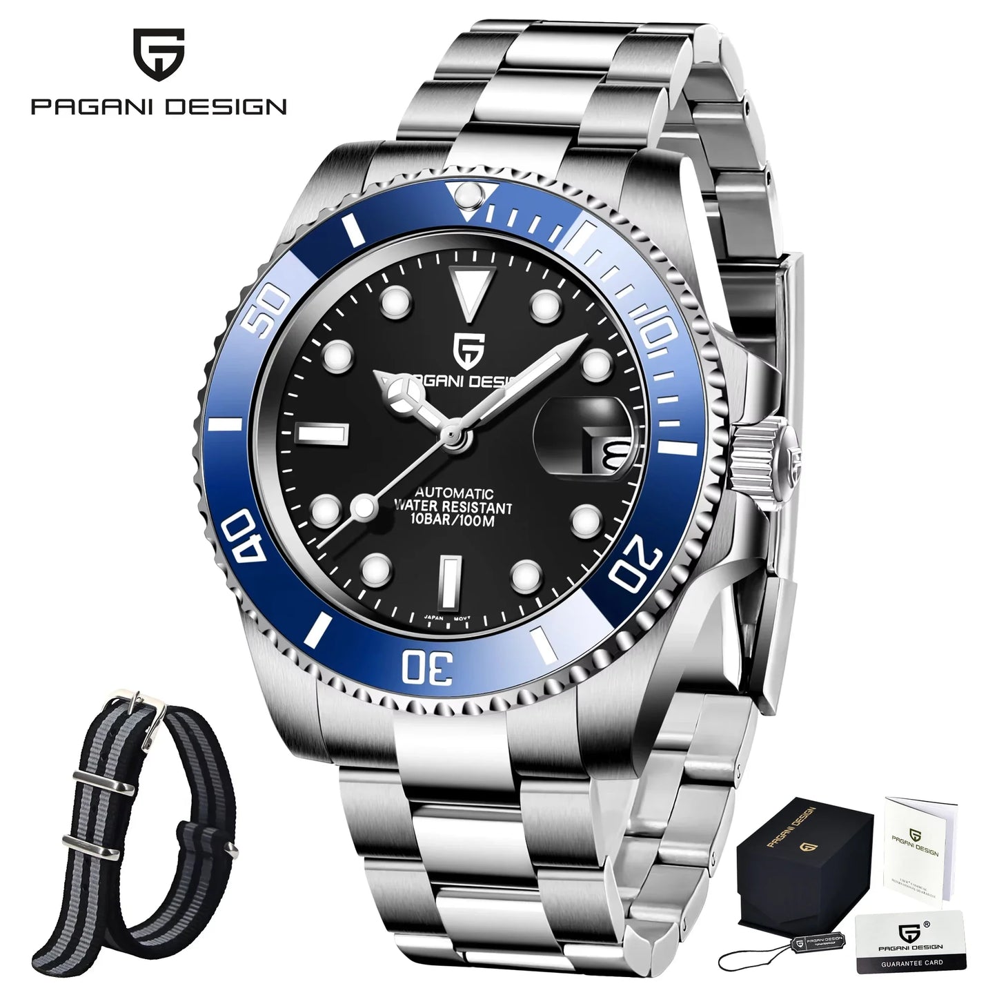 PAGANI DESIGN Men's Automatic Mechanical Watch PD1661 8215 Dive Stainless Steel Waterproof Clock Sapphire Reloj Hombre