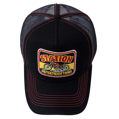 Cappellino da baseball unisex in rete, modello Trucker classico con motivo motociclistico, traspirante, estivo, in stile streetwear per uomo e donna
