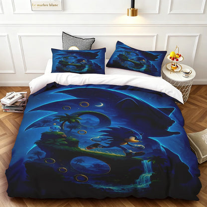 Sonic Duvet Cover for Kids Cool Bedding Set, Duvet Cover for Bedroom Decor Soft and ComfortableTwin, Double, Queen, and King