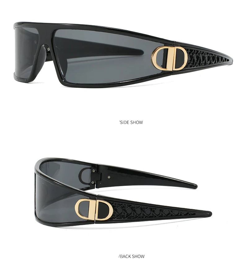 2pcs Luxury Headband Sunglasses Internet Celebrity Personalized Street Photography Concave Styling Outdoor UV Resistant Glasses