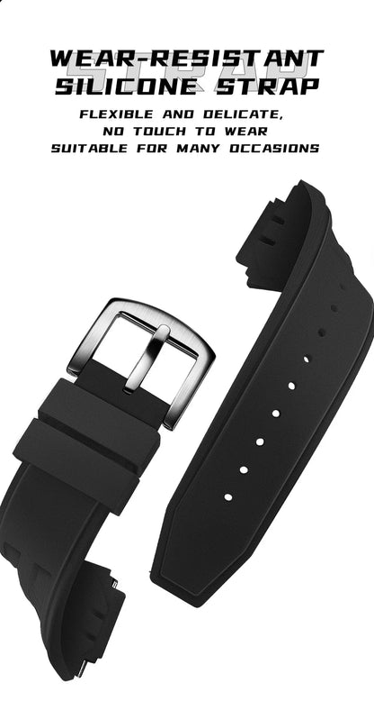 STARKING Men's Waterproof Sports Mechanical Watches Wear-resistant Silicone Strap Automatic Watch Luminous Tonneau Luxury Watch