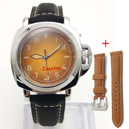 Parnsrpe Men's Automatic Mechanical NH35 Watch Polished Case Sapphire Glass Leather Strap 40mm Men's Watch