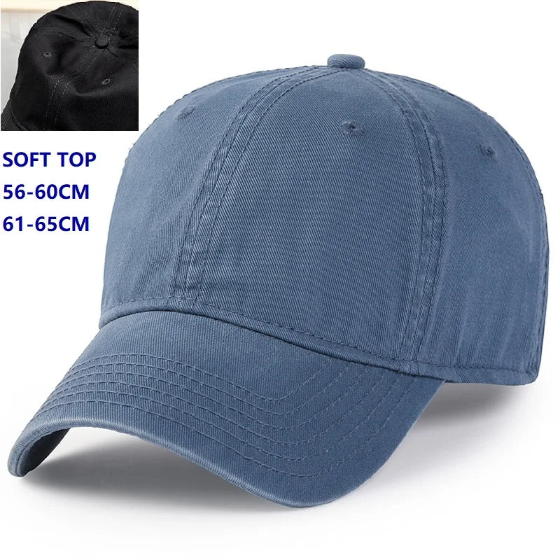 Męska i damska czapka oversize w rozmiarze XXL 100% bawełniana czapka baseballowa, duża czapka baseballowa dla osób o dużych głowach 56-63cm(23.5"-25.5”), regulowana czapka typu „dad cap” bez nadruku