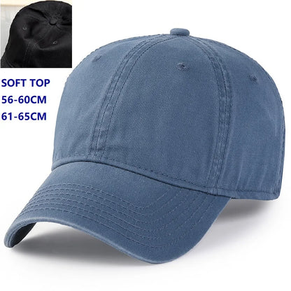 Męska i damska czapka oversize w rozmiarze XXL 100% bawełniana czapka baseballowa, duża czapka baseballowa dla osób o dużych głowach 56-63cm(23.5"-25.5”), regulowana czapka typu „dad cap” bez nadruku