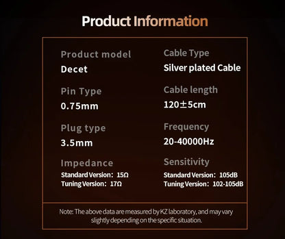 KZ Decet Adjustable Earphones 10 Unit Upgraded Drive Earbuds Hifi Music Replaceable Cable 3D Printing Design 2PIN Cable