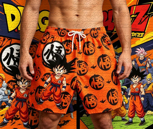 Anime Dragon Ball Z Little Goku Halloween Pumpkin Pattern 3D Printed Quick Dry Shorts Men Women Sports Beach Short Pants Y2k
