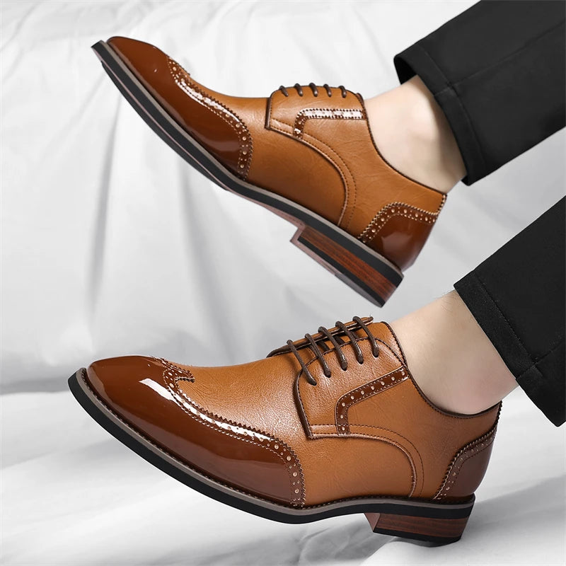 PU Leather Men's Oxford Shoes Heightened Formal Casual Shoes Business Male Suit Shoes New Design Derby Footwear Walking Sneakers