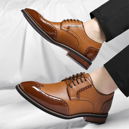 PU Leather Men's Oxford Shoes Heightened Formal Casual Shoes Business Male Suit Shoes New Design Derby Footwear Walking Sneakers