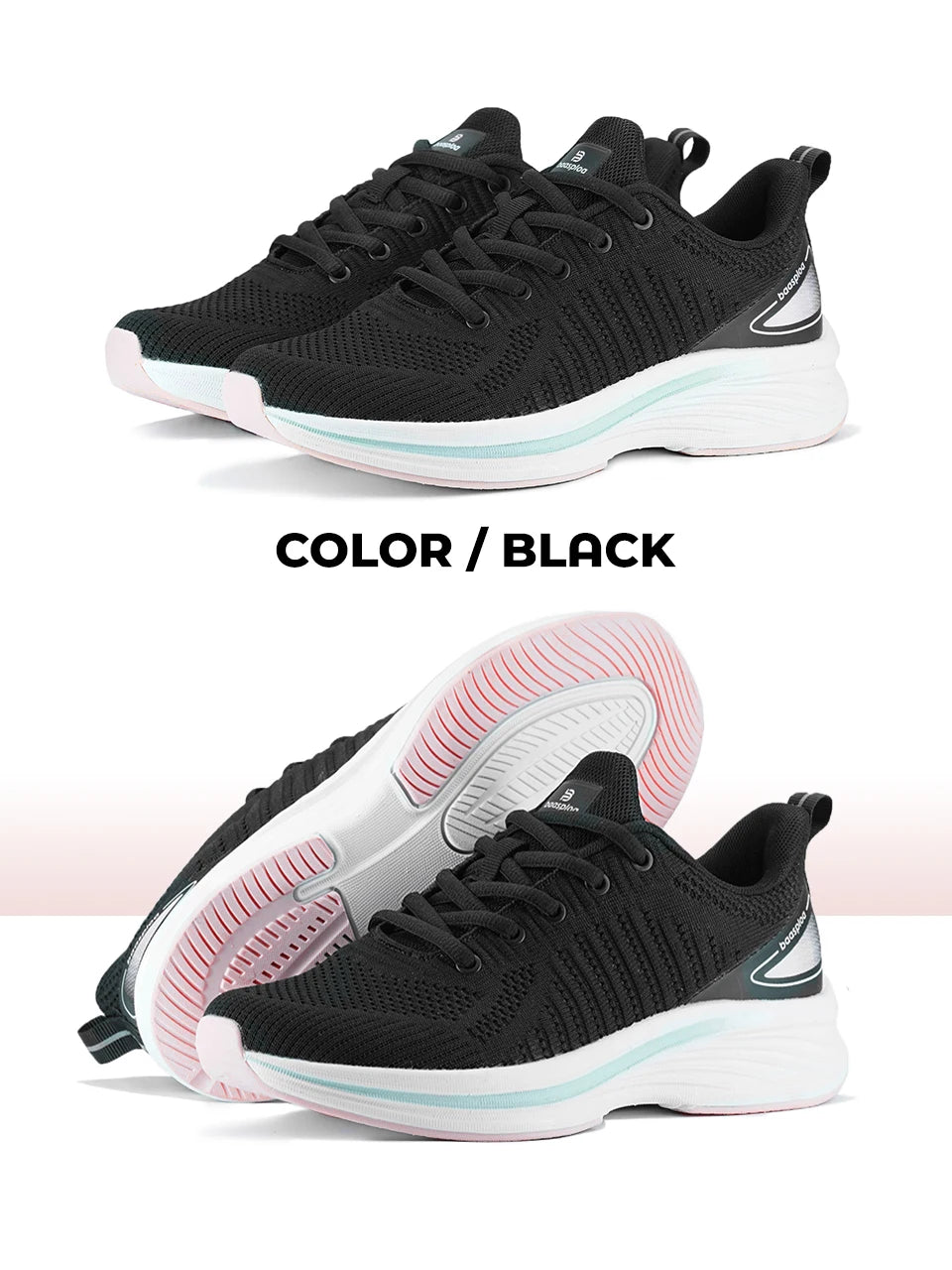Baasploa Women Sport Shoes Comfort Lightweight Running Shoes for Women Mesh Breathable Casual Sneakers White Walking Sneakers