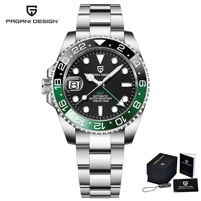 PAGANI DESIGN Men's Automatic Watches Sapphire Glass 40mm Ceramic GMT Mechanical Wristwatch Top Brand Sports Waterproof Men's Watch