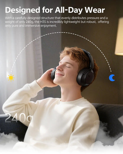 QCY H3S ANC Over-Ear Headphones Bluetooth 6.0 – Hi-Res LDAC Spatial Audio, -56dB Adaptive Noise Cancelling Wireless Headset