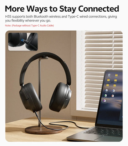 Casque sans fil Bluetooth 6.0 QCY BH25H3SA avec audio spatial 3D, réduction de bruit active adaptative -56 dB, haut-parleur de 53 mm, casque pliable supra-auriculaire