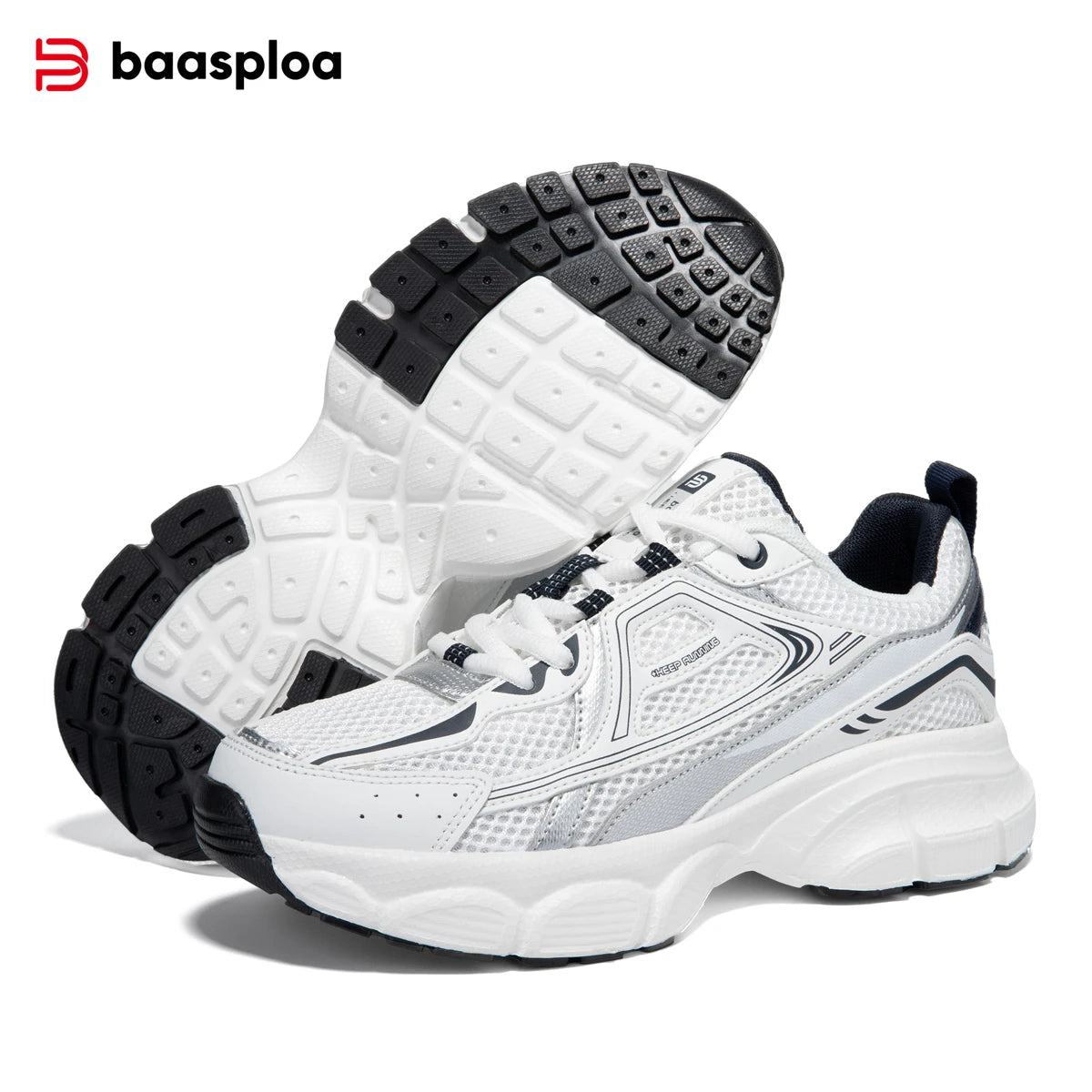 Baasploa Women Sports Shoes Outdoor Lightweight Breathable Jogging Sneakers Female Casual Mesh Anti-slip Lace Up Running Shoes