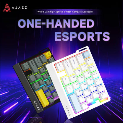 AJAZZ AK029 Wired One-Handed Gaming Keyboard with HE Magnetic Switch, 8000Hz RGB Mini Mechanical Keyboard, 29 Keys for PC Gaming
