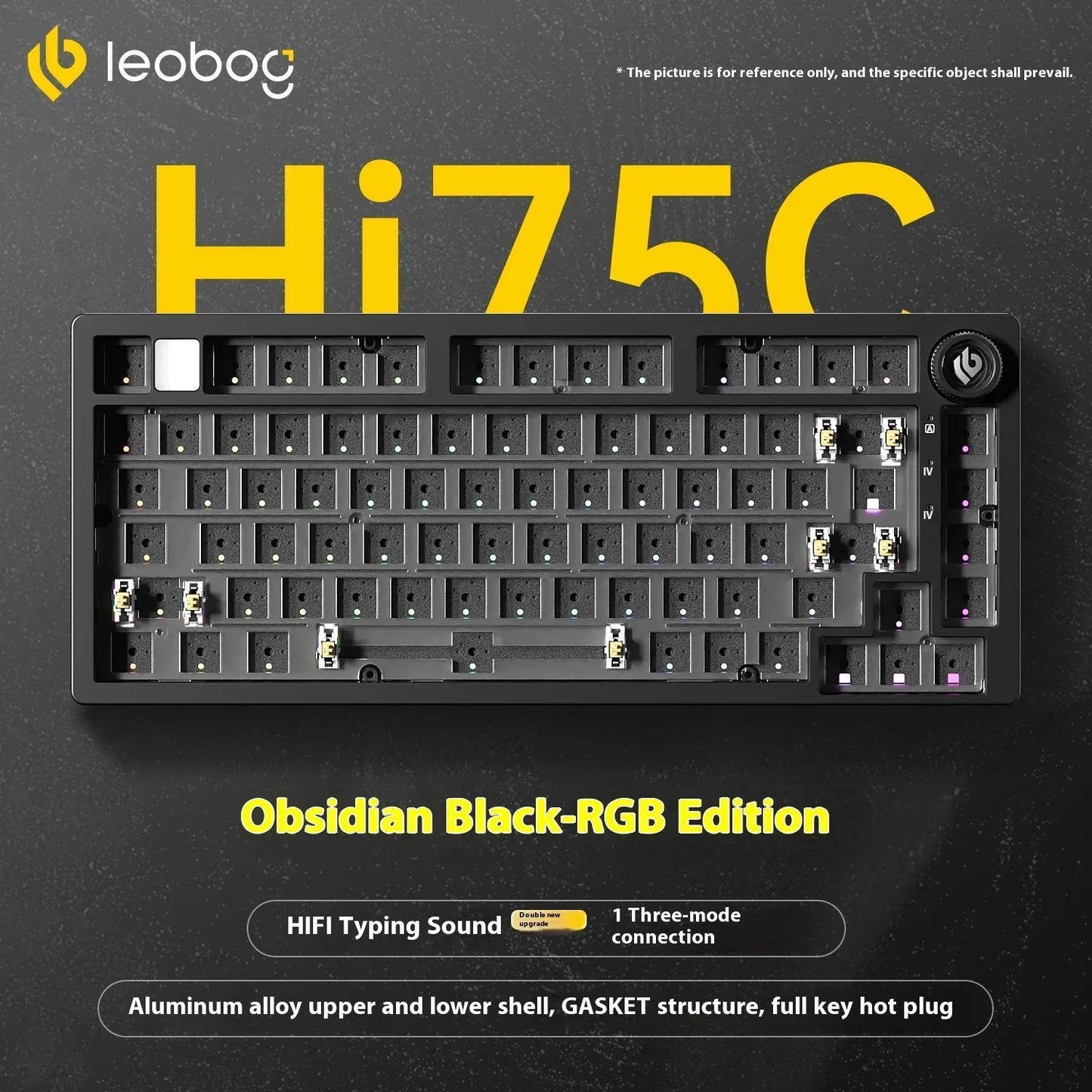 LEOBOG Hi75C Mechanische Tastatur 3Mode/Kabelgebundenes Kit Hot-Swap mit Drehknopf RGB Aluminiumlegierung Gasket Hi75C Tastatur-Kit PC Custom Geschenk