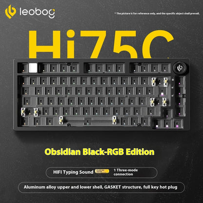 LEOBOG Hi75C Mechanische Tastatur 3Mode/Kabelgebundenes Kit Hot-Swap mit Drehknopf RGB Aluminiumlegierung Gasket Hi75C Tastatur-Kit PC Custom Geschenk