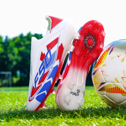 Nouvelles chaussures de football pour hommes, crampons pour terrain en herbe, de haute qualité, antidérapantes, légères, mi-hautes, pour les matchs en extérieur, chaussures de sport, très vendues pour l'entraînement.