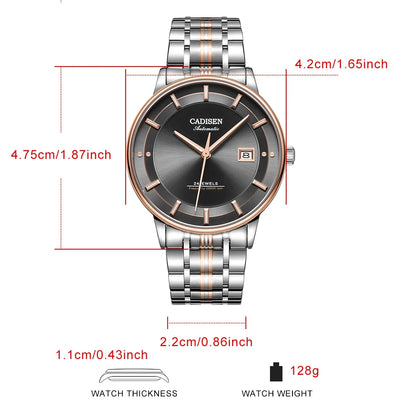 CADISEN Ultra-thin Mechanical Wriswatch Japan MIYOTA 9015 Top Brand Luxury Single-dome Sapphire Crystal  Automatic Watch Man