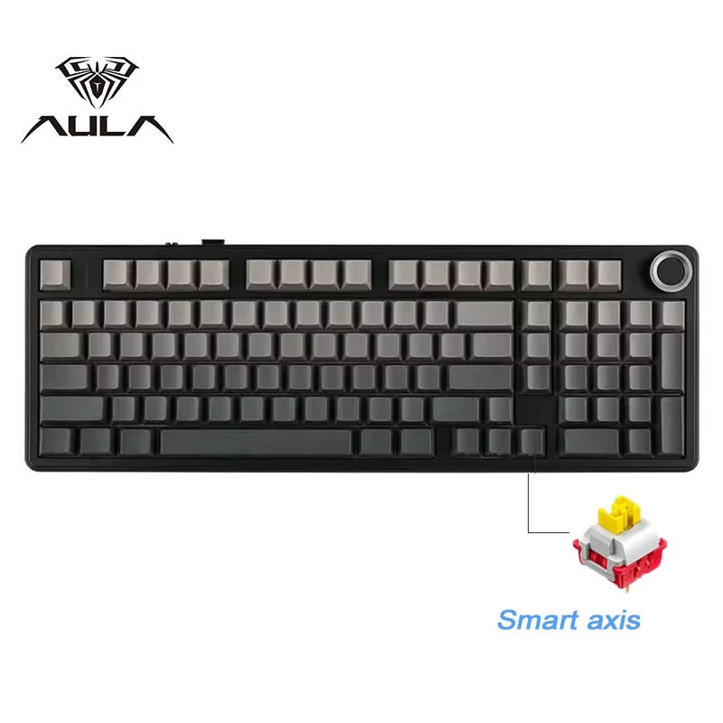 Tastiera meccanica gaming AULA F99PRO 99 tasti, tri-mode wireless, hot-swappable, struttura gasket, tastiera personalizzabile con manopola multimediale