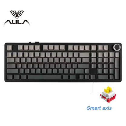 Tastiera meccanica gaming AULA F99PRO 99 tasti, tri-mode wireless, hot-swappable, struttura gasket, tastiera personalizzabile con manopola multimediale