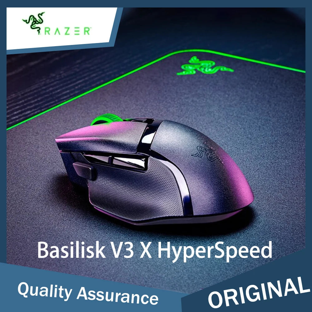 Original Razer Basilisk V3 X HyperSpeed anpassbare kabellose Gaming-Maus, optischer 18K-Sensor, Chroma RGB, 9 programmierbare Bedienelemente