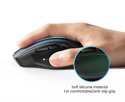 Ratón inalámbrico UGREEN Bluetooth 5.0 ergonómico, 4000DPI, 6 botones silenciosos, para MacBook, tabletas, portátiles, ordenador PC, 2.4G
