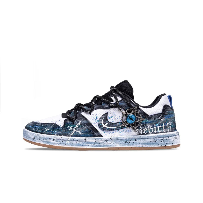 Custom Sneakers Nike SB Alleyoop "Starry Eye" Hand-Painted Low-Top Unisex Skate Shoes (Black/Blue)