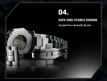 BERNY Men's Mechanical Watch, Top Accuracy, Automatic Wristwatch, Luxury Male Clock, Sapphire, Self-Winding, Waterproof