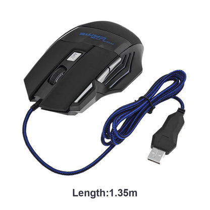 Mouse da gaming cablato con retroilluminazione a 7 colori, 5500 DPI regolabili, mouse ottico cablato nero per PC gaming e computer desktop