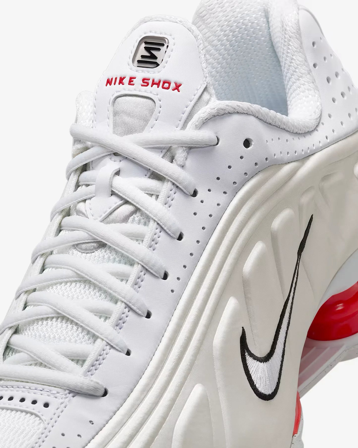 Nike Shox R4 Women's Running Shoes Low-Top Casual Comfort Breathable Wear-Resistant Support White Sail Crimson AR3565-103