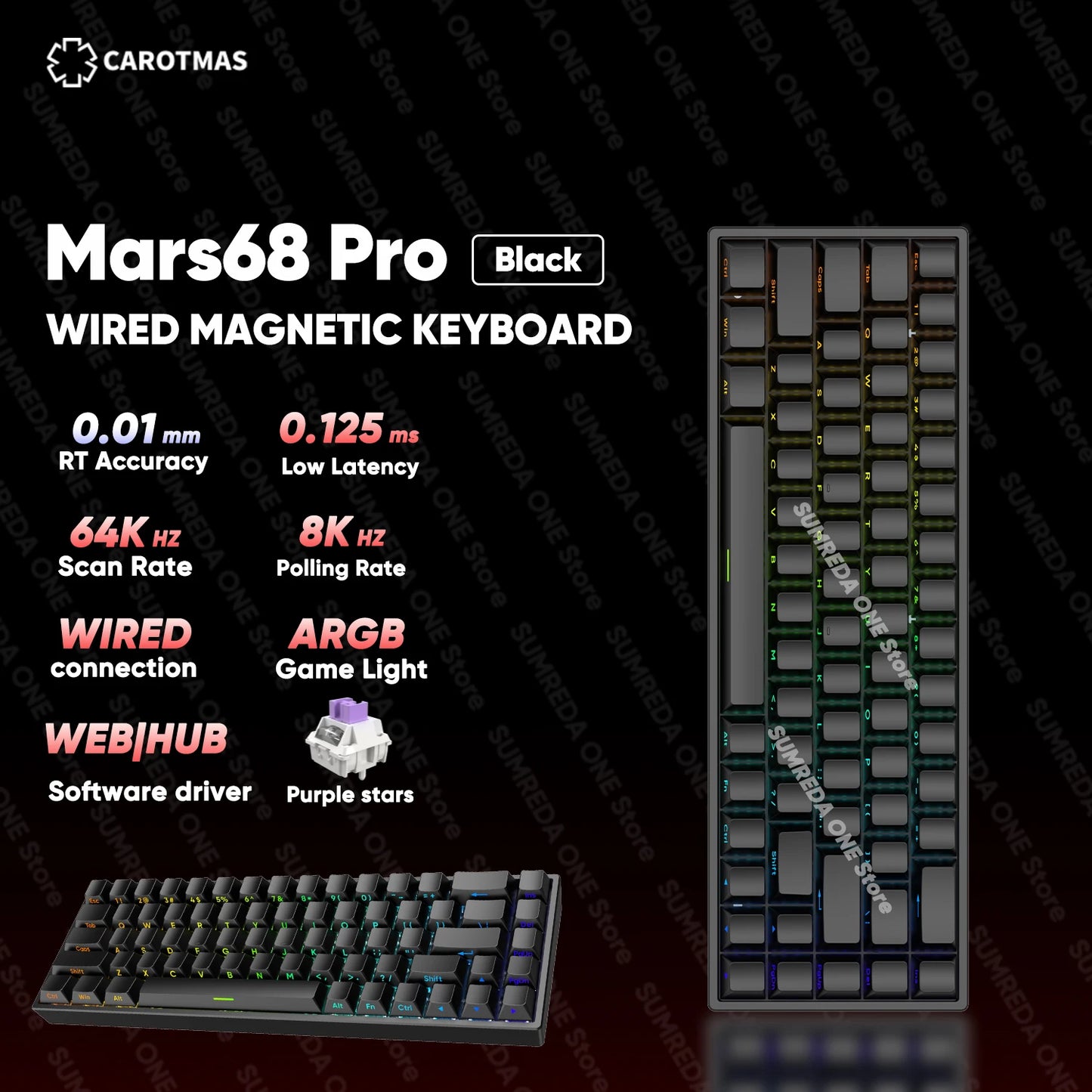 IROK Mercury68 Max Magnetic Mechanical Gaming Keyboard, 68-Key Wired 8K Rapid Trigger Keyboard with Hall Effect Switches, Hot-Swappable RGB Gaming Keyboard