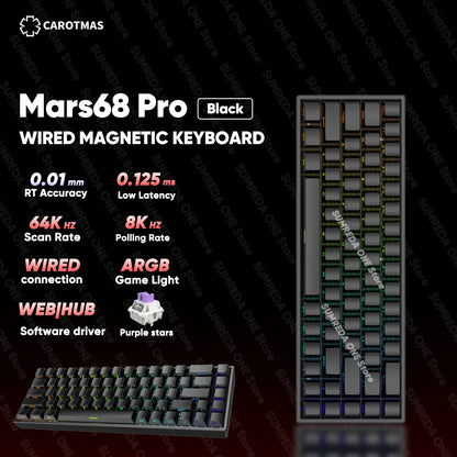 IROK Mercury68 Max Magnetic Mechanical Gaming Keyboard, 68-Key Wired 8K Rapid Trigger Keyboard with Hall Effect Switches, Hot-Swappable RGB Gaming Keyboard